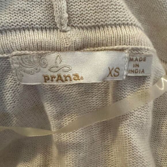 PrAna Women's Cream Open Front Organic Cotton Knit Cardigan Sz XS - Picture 6 of 6